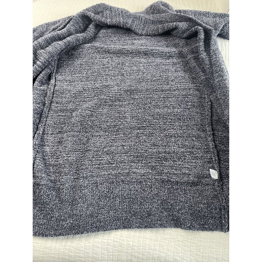 Barefoot Dreams CozyChic SZ L Open Front Knit Cardigan Sweater Pockets Blue Gray - Picture 7 of 11